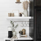 QEEIG Floating Shelves for Wall Bathroom Shelf Bedroom Kitchen Living Room Farmhouse Small Book Shelf 16 inch Set of 4, White (015-W4)