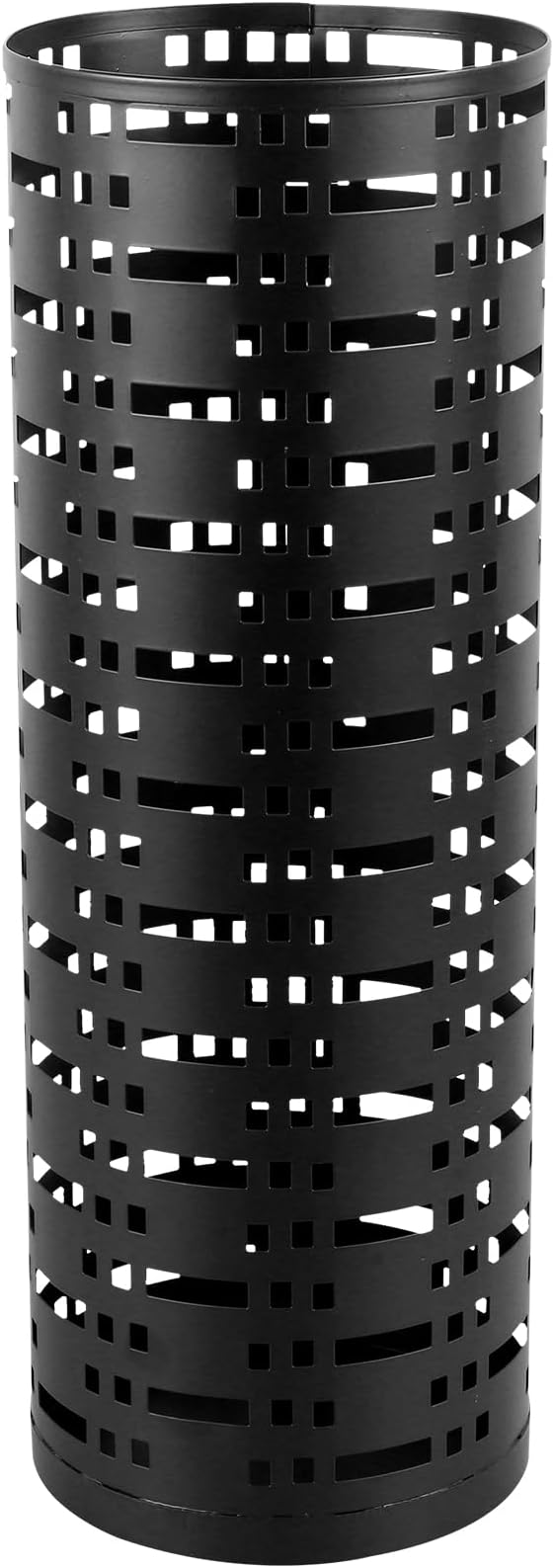 Umbrella Stand Rack, Free Standing Round Metal Umbrella Holder, Walking Sticks Umbrella Bins Waterproof Umbrella Storage Rack 16.5 x 6 inch Hollow Umbrella Storage Bucket for Indoor Home Office(black)