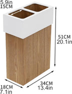 Wooden Umbrella Stand, Double Bucket Umbrellas Storage Box with a Detachable Drip Tray, Japanese Style Canes Walking Sticks Holder for Home Office,Hotel,Outdoor(White)
