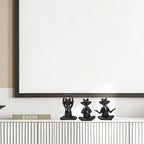 Suoedd Black Frog Figurines Yoga Decor Set of 3 –Frog Yoga Statues for Modern Living Room Table Office Bookshelf Shelves Home Sculptures Decor