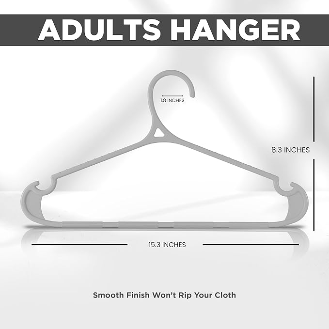 Utopia Home Clothes Hangers - Standard Plastic Hangers Space Saving - Durable Coat Hangers 20 Pack (Grey)
