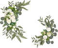 2 Pieces Front Door Hanging Wreath Artificial Peony Flower Swag with Green Leaves Silk Vine Garland Decorative for Arches Suitable for Kitchen Wall