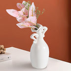 Vase with Attitude, White Ceramic Small Neck Vases, Novel and Lovely Unique Shape Vase, 7inch Modern Home Decoration Vases, Can Be Used As A Decoration for Dining Table Bookcase and Desk