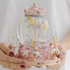 LOVE FOR YOU Gift-Wrapped with Ribbon Musical Snow Globe Carousel Music Box Color Lights Horses Unicorn Decor Gifts for Girls and Daughter Granddaughter Niece Women Kids Christmas Birthday