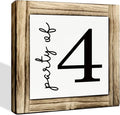 Party of 4 Signs, Family Signs Decor, Box Sign Wood Desk Sign Decor, Farmhouse Wood Decoration, Home Decor for Living Room, Party Decors Accessories, Decorative Wooden Table Signs, 5.9×5.9 inches