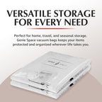 GENIE SPACE Premium Vacuum Storage Bags for Clothes, Bedding and Travel, Variety 5-Pack (1 XXL + 2 XL + 2 L), Airtight, Odor-Proof and Reusable Space Saver Bags with Double Zipper Seal and Hand Pump