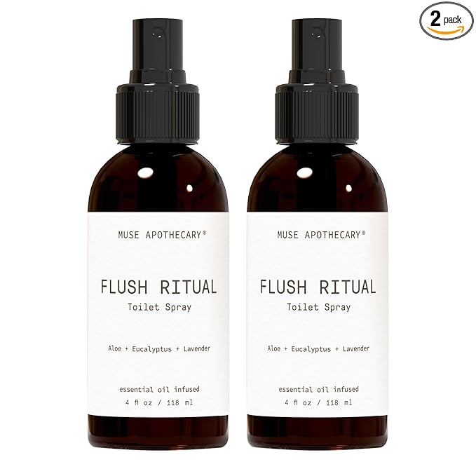 Muse Apothecary Flush Ritual - Aromatic & Refreshing Toilet Spray, Use Before You Go, 4 oz, Infused with Natural Essential Oils - Aloe + Eucalyptus + Lavender, 2 Pack
