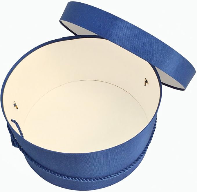 Sarah's Hat Boxes Classic Royal Hat Box – 8.75" x 4.5" (Dia. x Ht.) Handmade in USA – Odorless Non-Toxic Adhesive, Cording Handle – Premium Storage for Hats & Accessories