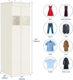 Zilink Long Garment Bags for Gowns 65" Dress Bags for Gowns with Clear Window Space Saving Dress Bags for Hanging Clothes for Long Dresses, Winter Coat, Trousers, Fur, Beige, 2-Pack