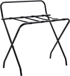Kings Brand Furniture - Metal Foldable Luggage Rack, Suitcase Stand with Back, Black