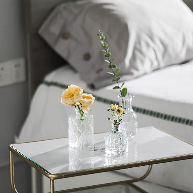 Glass Bud Vases Set of 12, Small Vases for Flowers, Clear Bud Vases in Bulk for Centerpieces Mini Vintage Vase for Rustic Home Wedding Table Decorations
