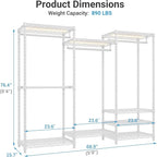 VIPEK V5LC Garment Rack Heavy Duty Covered Clothes Racks with Dimmable LED Light, 3000K Warm White, Portable Closet Wardrobe Freestanding Clothing Rack for Hanging Clothes, White Rack with Black Cover