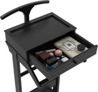 Brefhome Mens Valet Stand with Drawer & Tray, Wooden Clothing Rack for Men Women, Modern Garment Rack for Entryway, Bedroom, Black (Tray + Drawer)