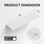 BAYKA Floating Shelves for Wall, 36 inches Long Wall Mounted Rustic Wood Shelves for Bathroom, Bedroom, Living Room, Kitchen, Office, Hanging Shelf for Books/Storage/Decor(White,Set of 2)