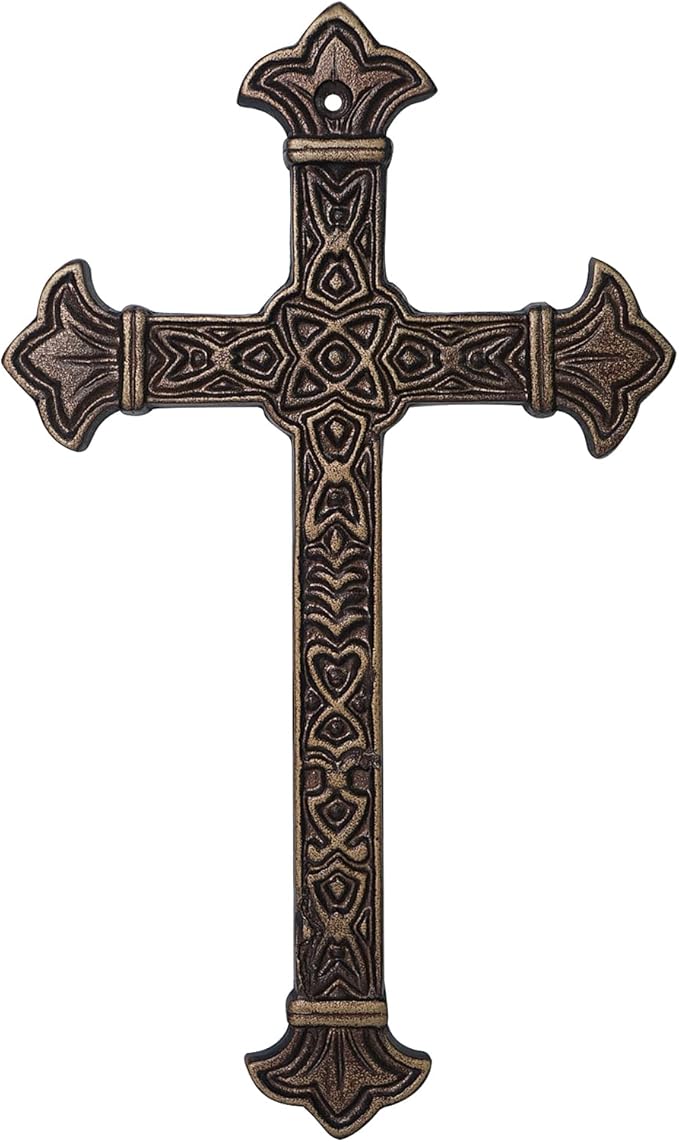 DreamsEden Metal Cross Christian Wall Art, Antique Hanging Religious Cross Decor Vintage Living Room Bedroom Home Decoration
