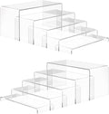 ANDGOO 10 Pack Large Acrylic Display Stands, 2 Set(10”L~11”L~12”L) Perfume Stand Organizer, Clear Cupcake Stand, Display Risers for Retail Stores Special Events Exhibitions Home Decoration
