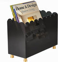 Acrylic Magazine Holder, Magazine Rack Floor,Sleek Black Stylish Organizer with Luxe Gold Metal Feet and Wave Edge Design Space Saving Storage for Books Newspapers Office Supplies,Home Office(Black)