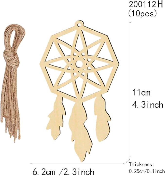 80 Set Wooden Dream Catchers Kits Wood Small Unfinished Dream Catcher Decorative Hanging Ornaments Cutouts to DIY Paint Crafts for Wall Home Tree Decor, 8 Styles