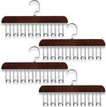 Belt Hanger 4Pcs Belt Hanger with 32 Hooks Bra Hangers for Closet,Space-Saving Wooden Closet Hanger Organizer for Ties, Scarves, Bras,Tank, Tops (Brown)