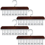 Belt Hanger 4Pcs Belt Hanger with 32 Hooks Bra Hangers for Closet,Space-Saving Wooden Closet Hanger Organizer for Ties, Scarves, Bras,Tank, Tops (Brown)