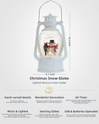 Christmas Snow Globes Snowman Decor, Musical Glitter Globe Light Up 6H Timer Cardinal Mailbox Village Snowman Snow Globe Christmas Decorations
