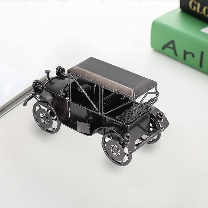 Vintage Grey Classic Car Ornament, Retro Iron Antique Model Decoration for Home Office Desk, Mini Metal Collectible Craft with Authentic Detailing for Car Enthusiasts