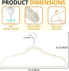 ELONG HOME Velvet & Slim Felt Hangers 50 Pack, Beige 360 Swivel Hook Non-Slip Adult Hangers for Coats, Pants & Dress Clothes