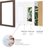 Egofine A4 Picture Frames Set of 4, Made of Solid Wood Covered by Plexiglass 5x7 and 6x8 with Mat or A4 without Mat, for Table Top Display and Wall Mounting Photo Frame Brown