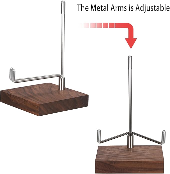 Hipiwe Rock Display Stand with Wooden Base Adjustable Metal Arms Display Stand Easel for Geode Mineral Agate Gemstones Fossils Plate and Photo,3.1"x3.1"x5"
