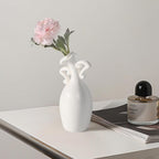 Vase with Attitude, White Ceramic Small Neck Vases, Novel and Lovely Unique Shape Vase, 7inch Modern Home Decoration Vases, Can Be Used As A Decoration for Dining Table Bookcase and Desk
