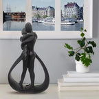 Resin Couple Modern Sculptures Home Decor Romantic Gift for Weddings Valentine's Day and Anniversaries Decoration Figurine for Girlfriend, Bridal Shower, Engagement (Black)