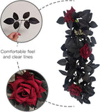 Artificial Rose Flower Swag,Artificial Sunflower Swag, 24 Inch Decorative Swag with Pumpkins Berries and Black Leaves for Halloween Home Front Door Lintel Wedding Arch Party Tabletop Wall Decor(#3)