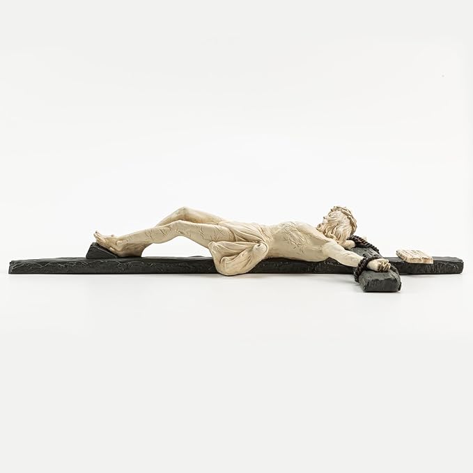 DevotedWalls 14" H Catholic Realistic Crucifix for Wall,Realistic Jesus Chirst Cross for Church, Chapels and Home,Catholic Wound Crucifix for Wall Hanging,Realistic Cross for Home(Black and White Color)