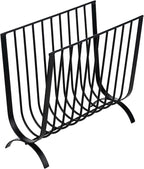 MyGift Matte Black Metal Magazine Rack, Deluxe Mid Century Wire Magazine Rack, Tabletop or Floor Standing Sling Basket for Magazines and Newspapers