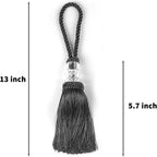 2 Pack Door Knob Tassel Key With Loops, Large Handmade Craft, DIY Accessories for Home Decoration (Charcoal, 2)