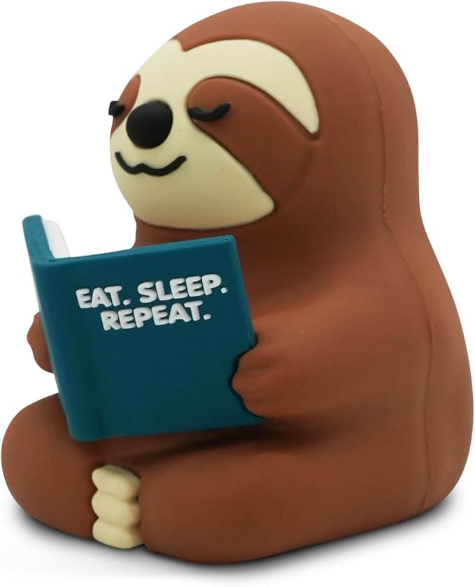 Little Readers – Cute Figurines for Bookshelves, Desks, Terrariums & Home Decor – Book-Loving Animal Statue – Sloth