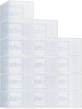 NEWBULIG 45 Clear Shoe Storage Boxes, Shoe Organizer for Closet with Lid, Plastic Stackable Breathable Shoe Cabinet with Lid for Sneakers, Heels & Boots, White