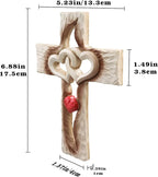 Oooct Carved Cross, Resin Cross Wall Decor, Intertwined Hearts & Never Separates Love, Great Christian Gift, Wall Art Gift, Home Living Room Decor - 6.88 × 5.23 Inch
