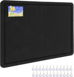 Thboxes Bulletin Board, 24" x 18" Foldable Cork Board Felt Pin Boards with 35 Pushpins Self-Adhesive Photo Decorative Felt Boards for Walls, Office, School, Classroom, Home, Bedroom - Black