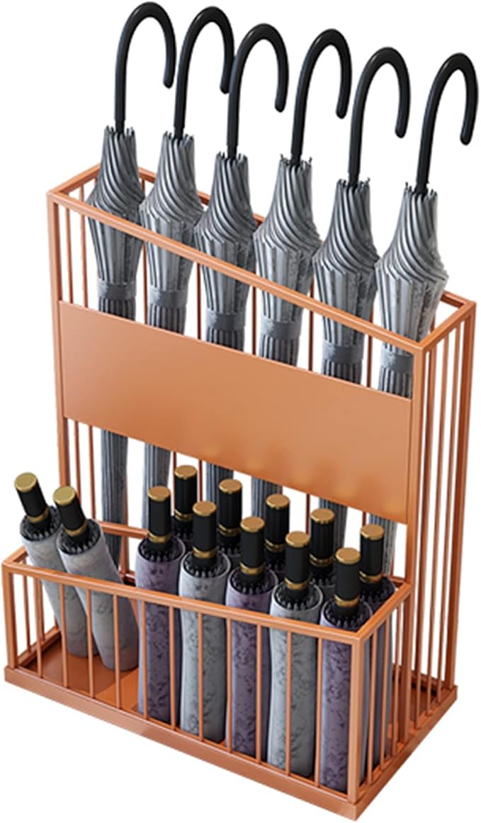 Large-Capacity Commercial Umbrella Stand Umbrella Holder for Hotel Offices - 2 Tier Metal Umbrella Stand, Entrance Umbrella Organizer