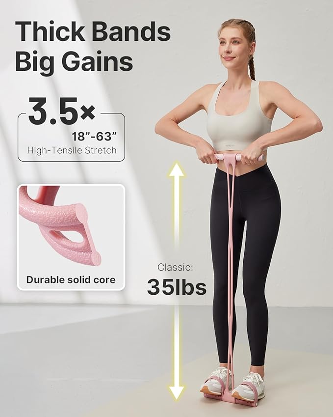 YOTTOY Pedal Resistance Band, Thick Elastic Tension Rope with Handles, Sit-Up Pull Rope Fitness Equipment for Leg, Arm, Abs, Waist, Home Gym & Yoga Training