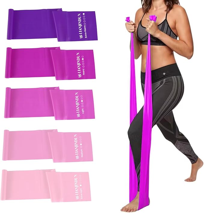 5 Pcs Professional Resistance Bands. Latex-Free, Pilates Band, Work Out Bands, Stretch Bands for Working Out Women or Men, Exercise Bands Set for Pilates, Physical Therapy, Yoga