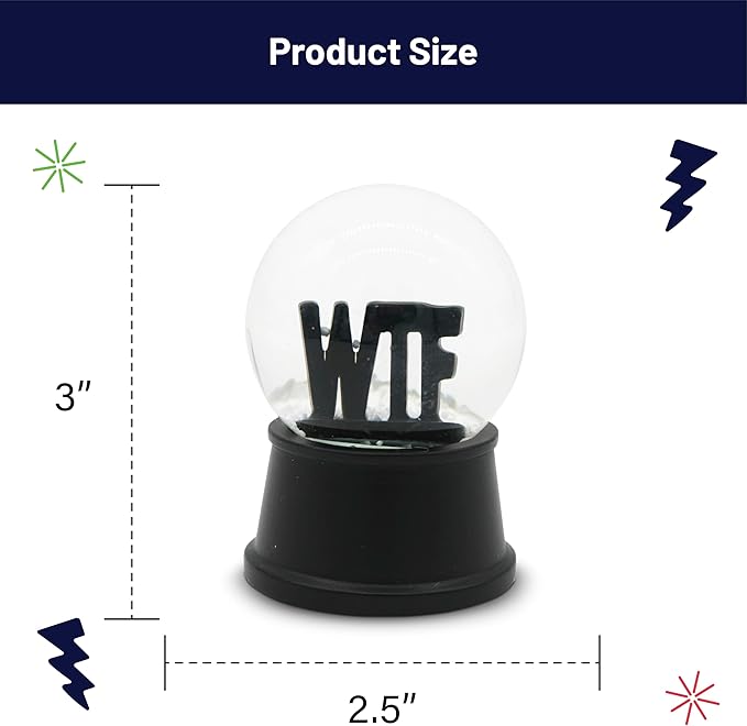 Funny Novelty Snow Globe – Quirky Mini Desk Gift for Office, Home, or Holiday – Unique Collectible Gag Gift for Friends and Coworkers - WTF