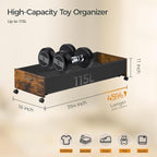 Under Bed Storage with Wheels, Wooden Under Bed Drawers On Wheels, Rolling Under Bed Shoe Storage, Space Saving,Rustic Brown,80L