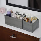 Washable Cloth Drawer Organizer, Set of 4 Foldable Sock Dresser Drawer Organizers Storage Boxes, Fabric Storage Boxes Closet Cabinet Organizer for Clothes (Gray, S+2M+L)
