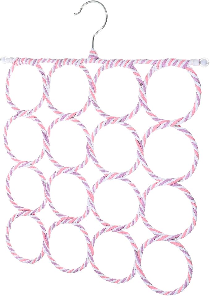 BESPORTBLE Foldable Scarf Hanger with Rings Multi-Functional Belt and Shawl Organizer Rack for Closet Storage Space-Saving Foldable Design and Strong Load-Bearing Scarf Organizer and Ties
