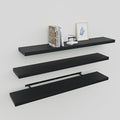 Upassion Floating Shelves for Wall Set of 3, 36" Black Wall Shelves for Home Decor, Frame Display Black Floating Shelf for Living Room, Bedroom, Bathroom, Kitchen