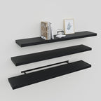 Upassion Floating Shelves for Wall Set of 3, 36" Black Wall Shelves for Home Decor, Frame Display Black Floating Shelf for Living Room, Bedroom, Bathroom, Kitchen