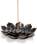 GARMOLY Large Incense Holder for Sticks Anti-Ash Spilling, Brass Lotus Incense Stick Holder and Detachable Ash Catcher