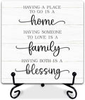 5" Rustic Home Wooden Sign - 'Having A Place To Go Is A Home' Farmhouse Wooden Plaque with Metal Stand, Family Blessing Decor for Housewarming, Office, or Living Room - A10